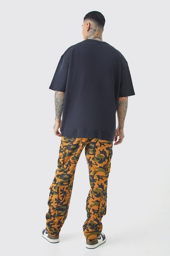 Tall Twill Camouflage Cargo-Hose mit weitem Bein