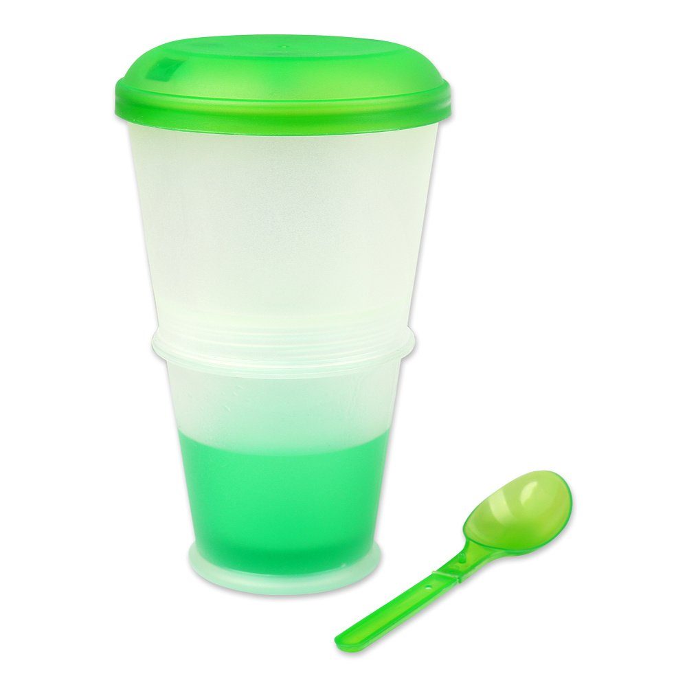 Schramm Joghurtgläser Schramm® Joghurtbecher 7 Farben to go Müsli-to-Go Müslibecher mit integriertem Kühlfach und Löffel Müslischale Joghurt Becher Müslibehälter Joghurtbehälter für unterwegs