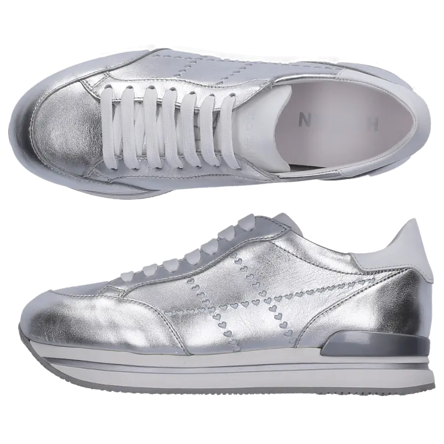 Hogan - Sneaker low H222 Kalbsleder Logo silber - silber