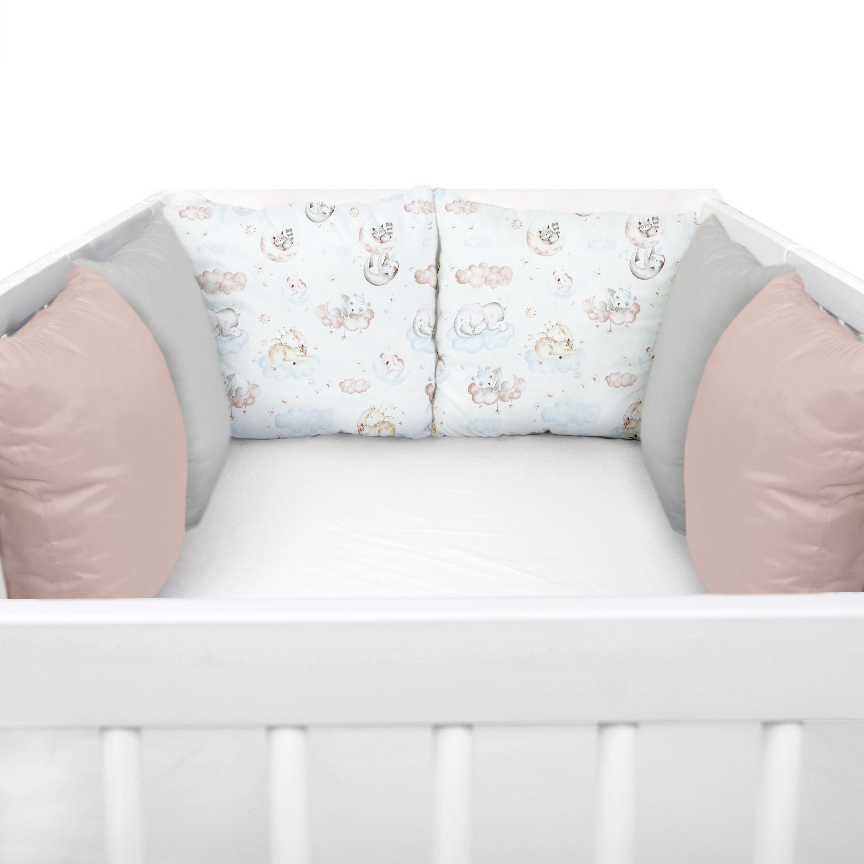 Amilian Bettnestchen 210 cm (Made in EU, 6 Polster ca. 35 x 35 cm) Bettumrandung, (Kissen als Nestchen, Kantenschutz), Umrandungen, Bettausstatung