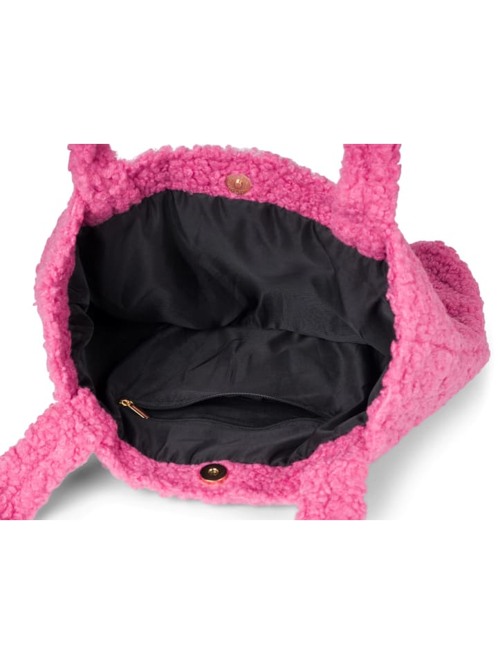 styleBREAKER Teddyfell Schultertasche in Rosa günstig kaufen onesize