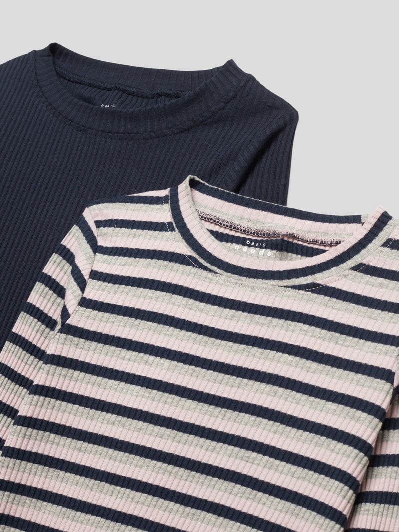 Longsleeve in Ripp-Optik Modell 'Emma' im 2er-Pack in marineblau