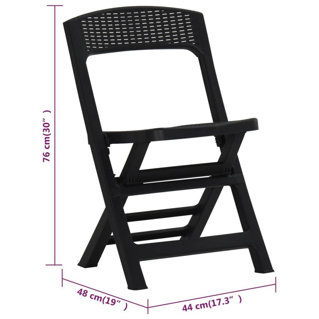 vidaXL Gartenstuhl Klappbare Gartenstühle 4 Stk. PP Anthrazit (4 St)