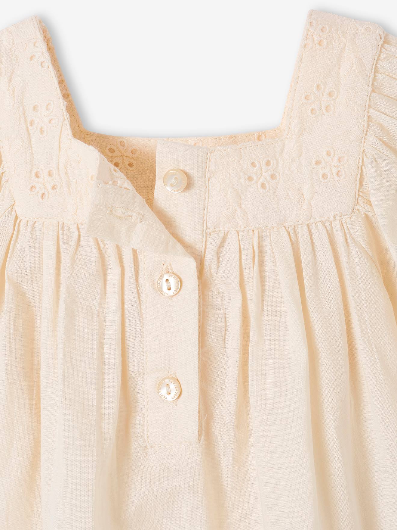 Vertbaudet Baby Bluse mit Lochstickerei - salbeigrün