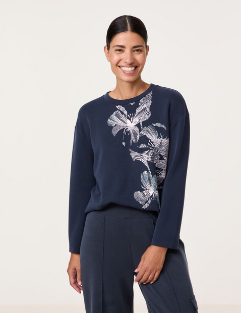 Sandywashed Langarmshirt mit Frontprint
