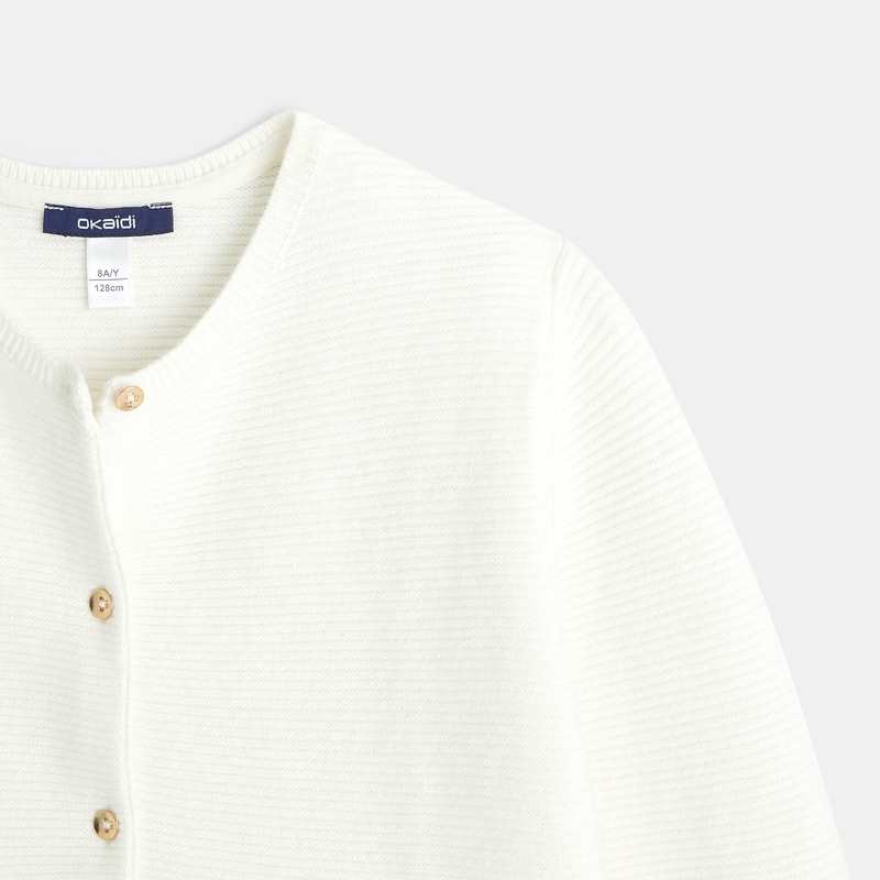 Gilet côtelé boutonné blanc fille