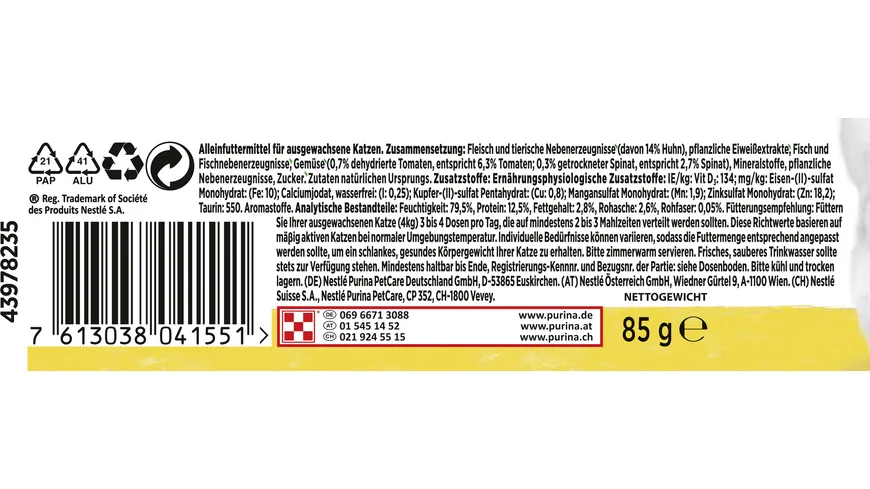 PURINA GOURMET Nature's Creations reich an Huhn 85 g