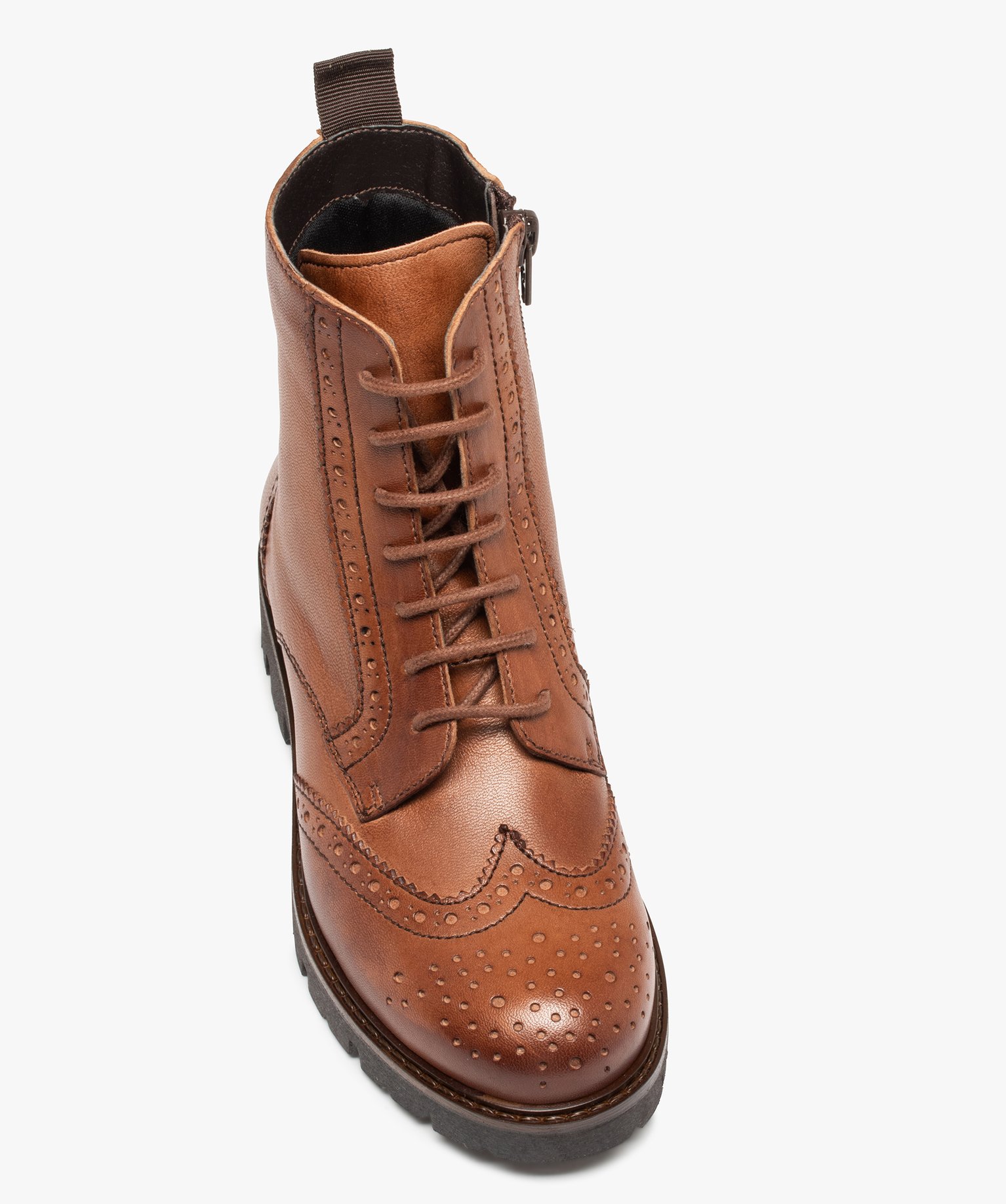 Boots fille crantées dessus cuir à bout golf - Tanéo marron | GEMO