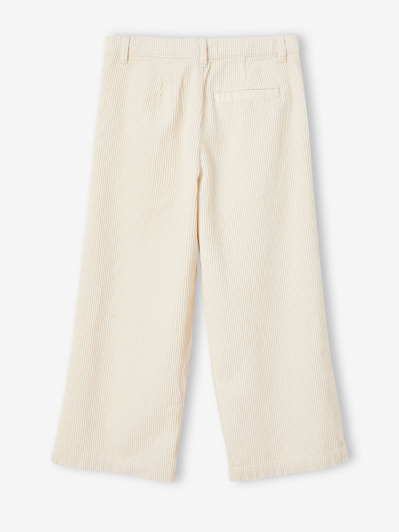 Pantalon large en velours côtelé fille bleu