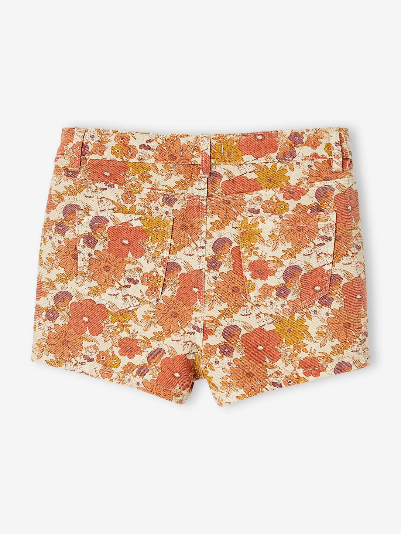 Short à fleurs fille rose nude