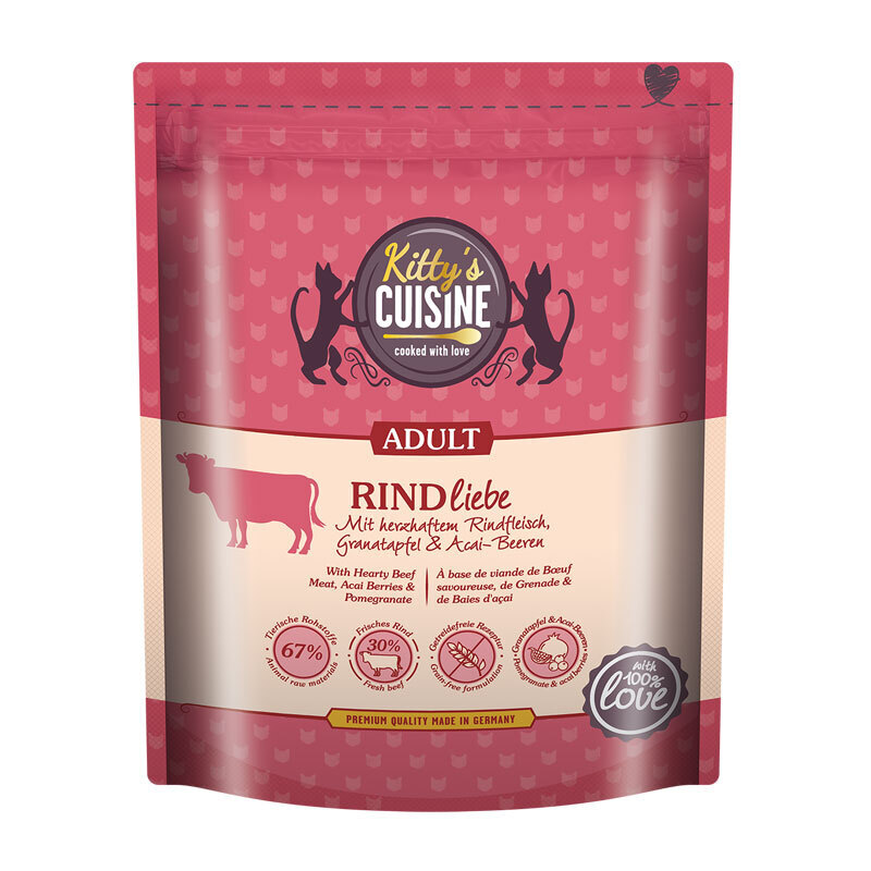 Kitty's Cuisine Trockenfutter Kitty's Cuisine Adult Rindliebe - Mit herzhaftem Rindfleisch, Granatapfel & Acai-Beeren 300 g