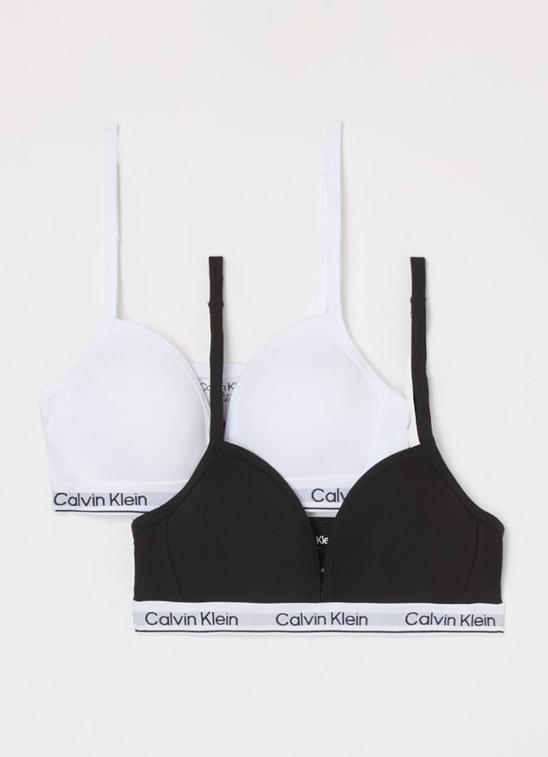Calvin Klein Padded bralette with logo band in 2-pack