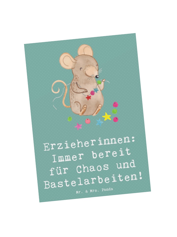 Mr. & Mrs. Panda Postkarte Erzieherin Chaos mit Spruch in Meeresbrise günstig kaufen onesize