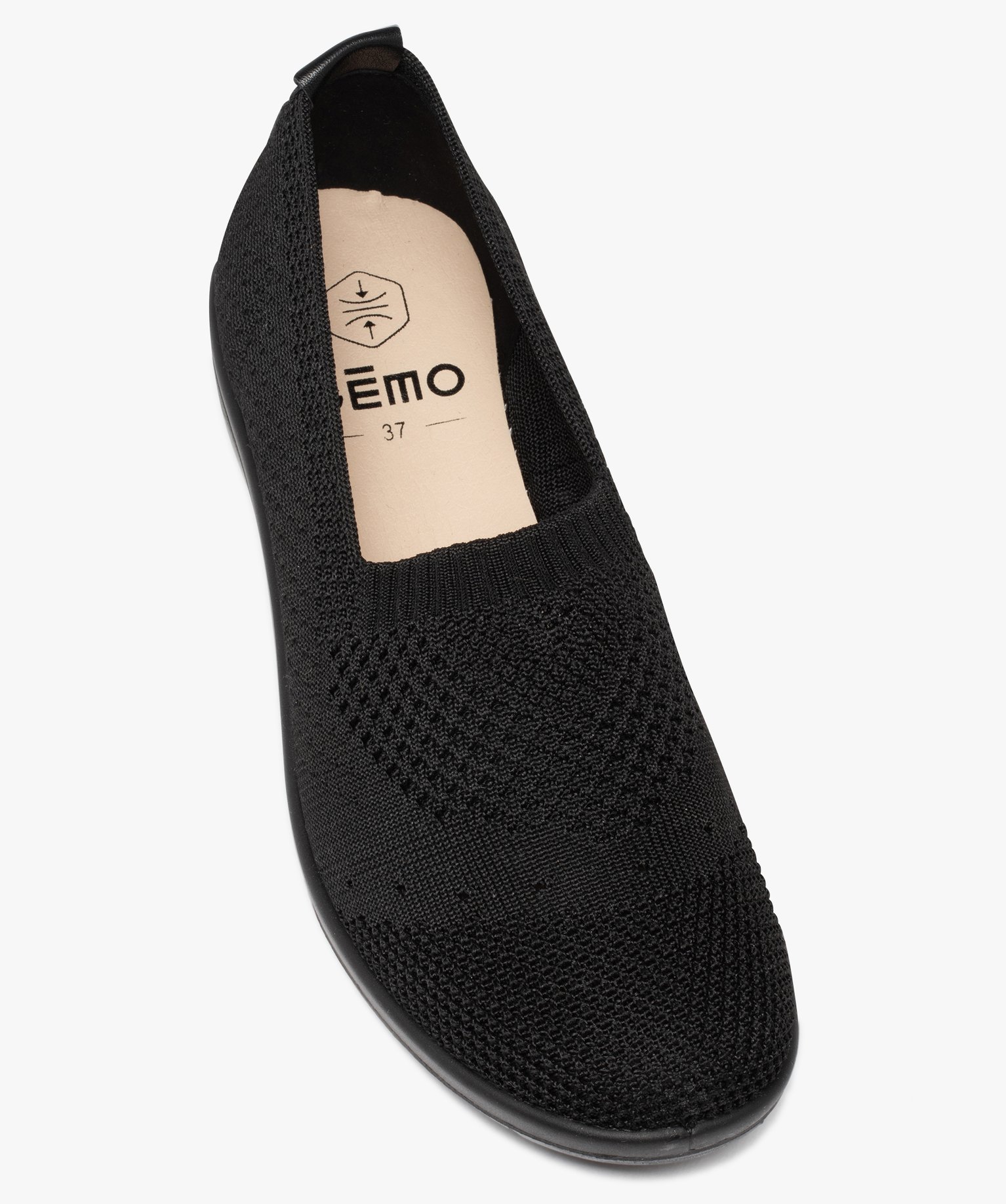 Mocassins femme confort unis en mesh à semelle compensée noir | GEMO