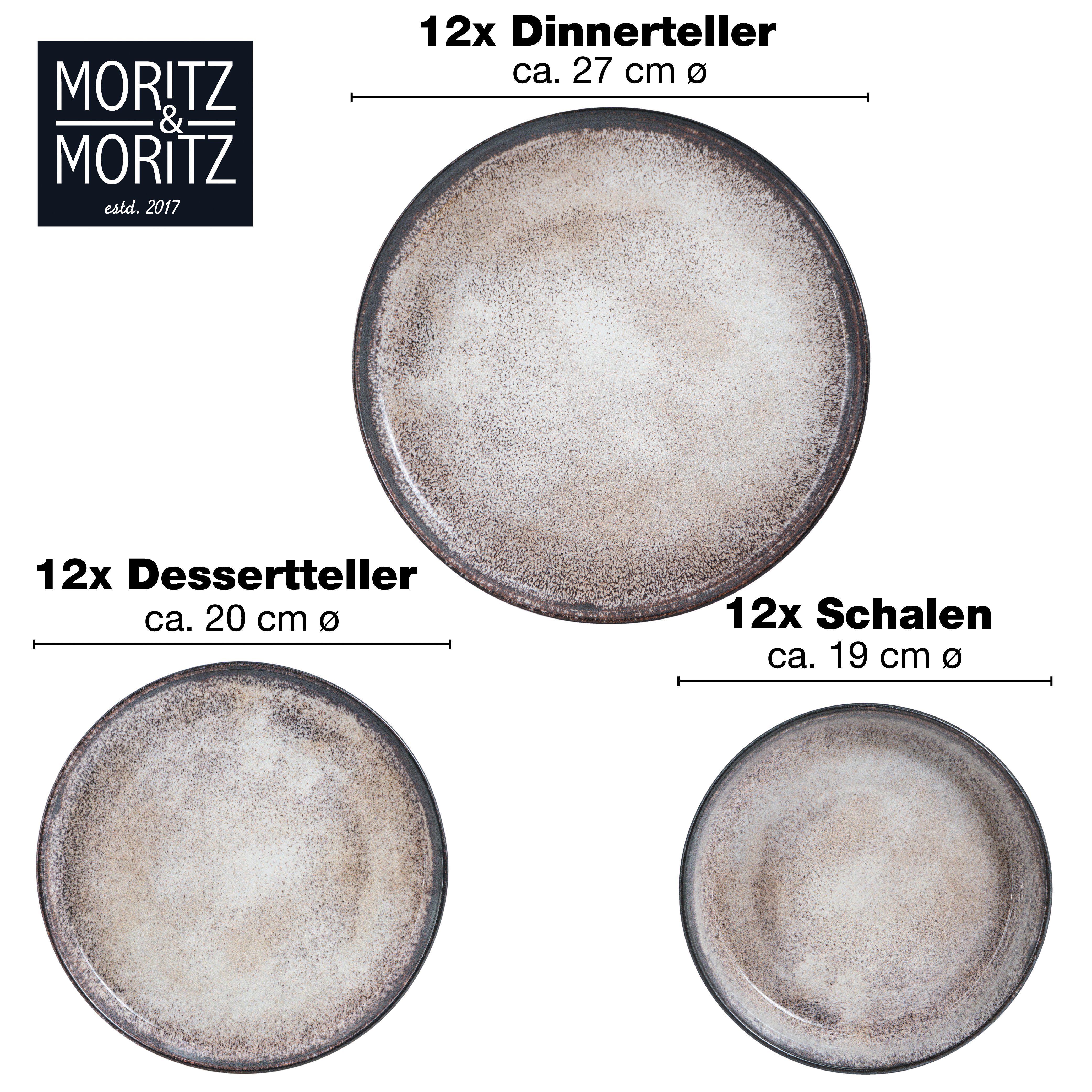 Moritz & Moritz Tafelservice Geschirr Set VIDA (36-tlg), 12 Personen, Kombigeschirr für 12 Personen