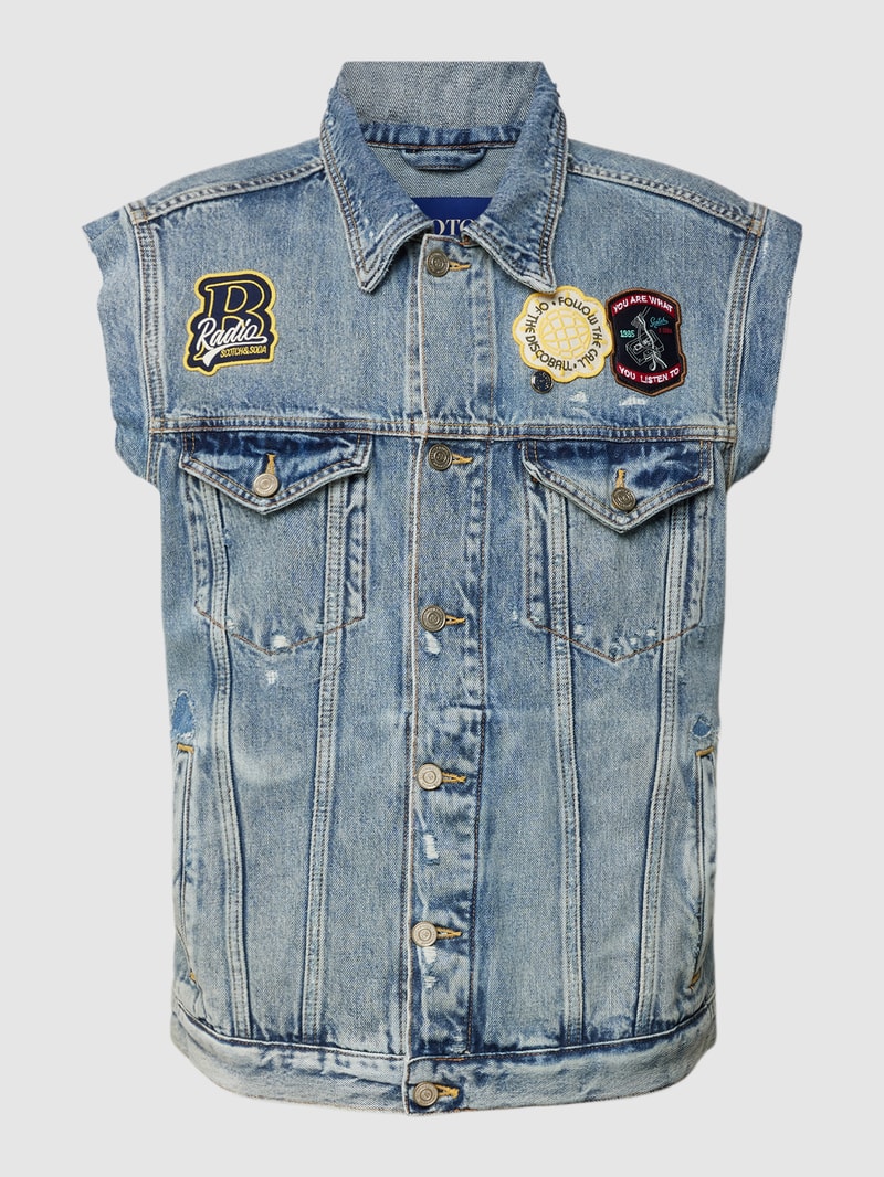 Jeansweste mit Umlegekragen Modell 'Cut off' in jeans
