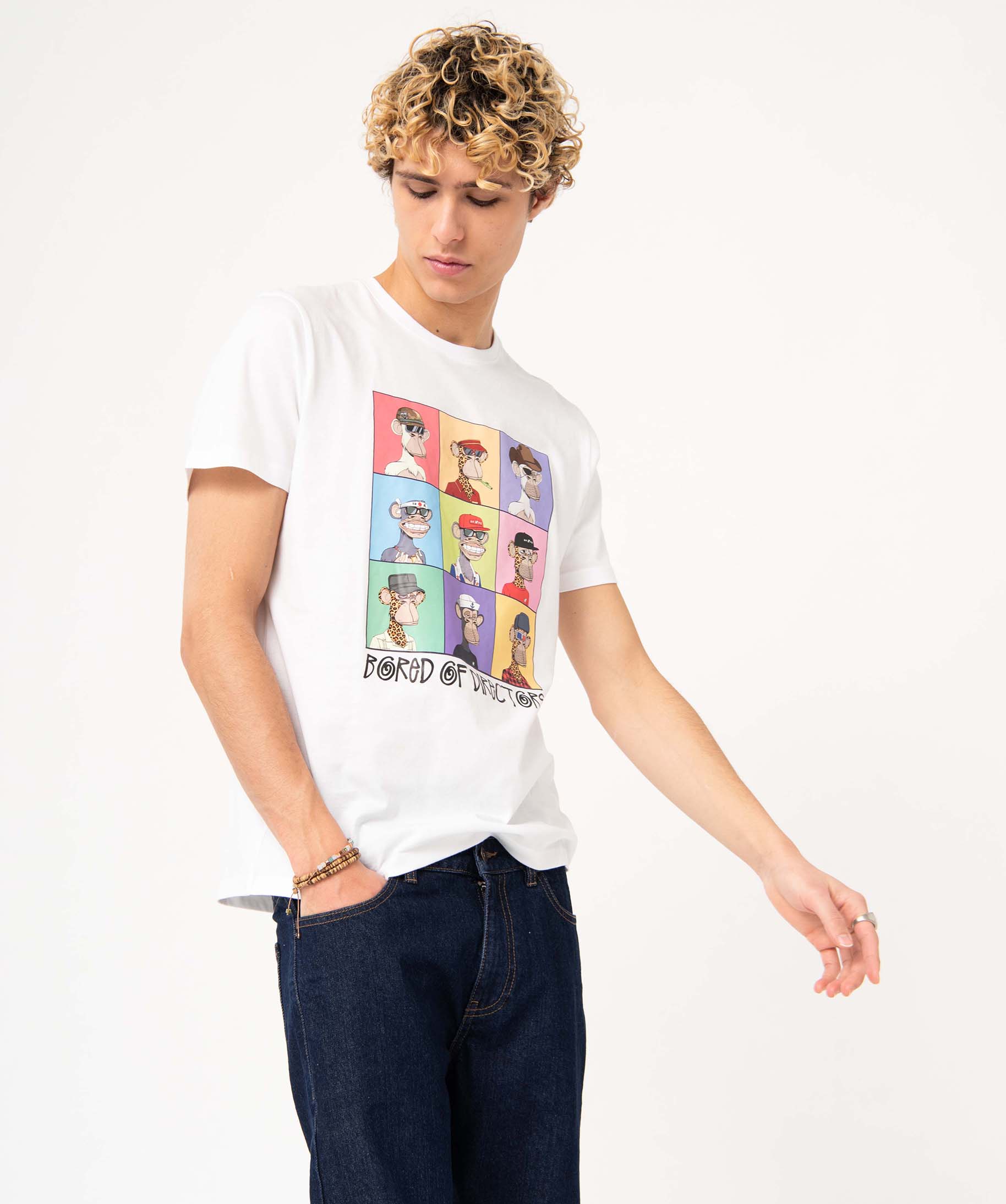 Tee-shirt homme imprimé à manches courtes - Bored of Direc... blanc | GEMO