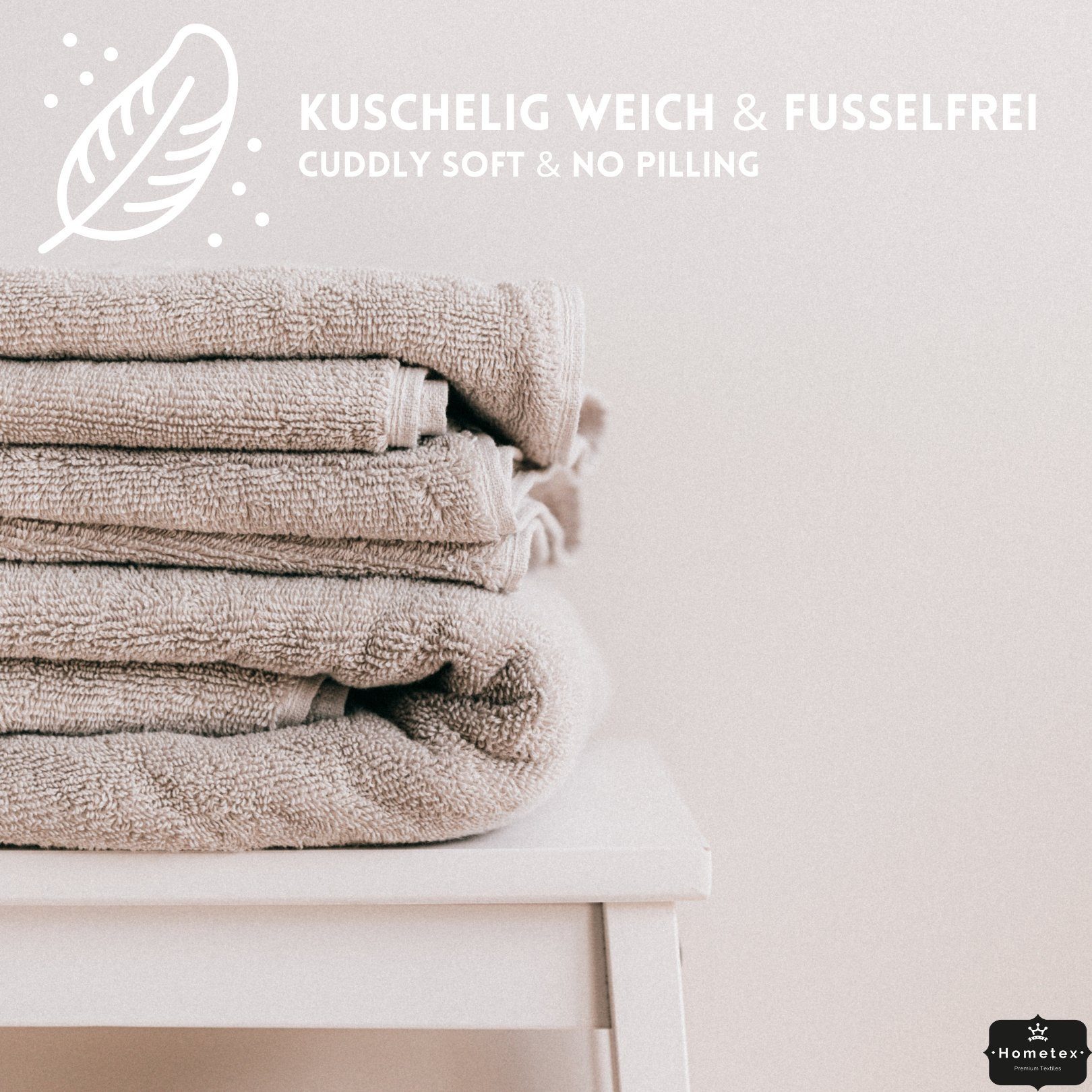 Hometex Premium Textiles Handtuch in Premium Qualität 500 g/m², Feinster Frottier-Stoff - 100% Baumwolle, Kuschelig weich und sehr saugfähig, Extra schwere, flauschige Hotel-Qualität, Ideal für Zuhause, Sauna, Therme, Sport und Urlaub, 8x Gästetuch