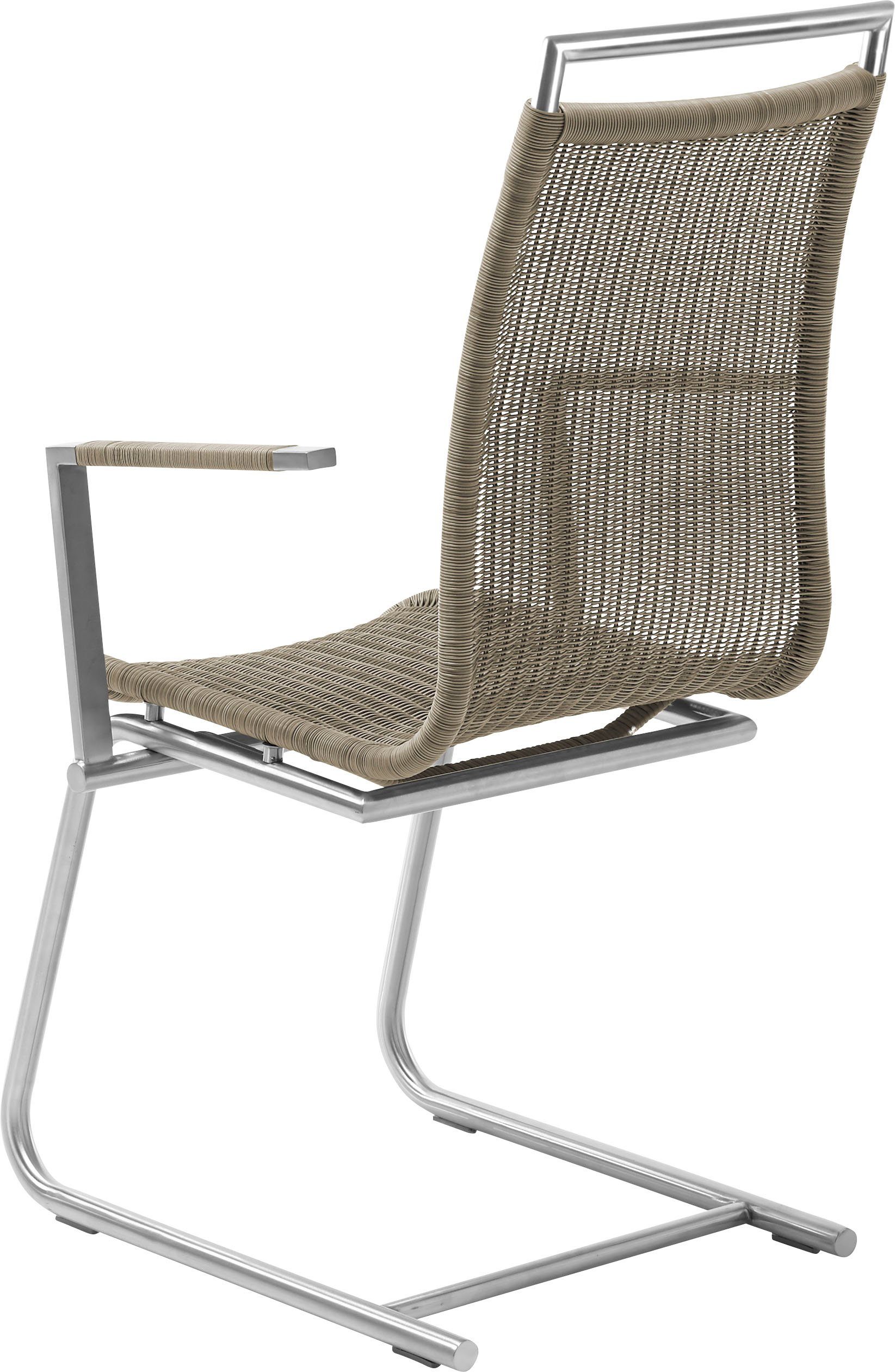 WK WOHNEN Freischwinger WK 7400, Gestell in Edelstahloptik, Vollgeflecht, mit Armlehne und Griff