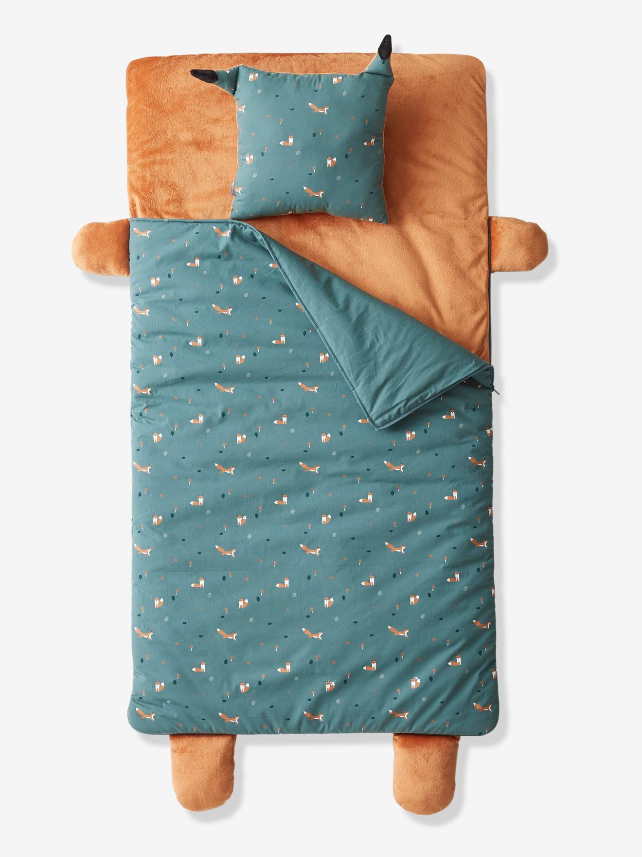 Sac de couchage Renard vert grisé imprimé