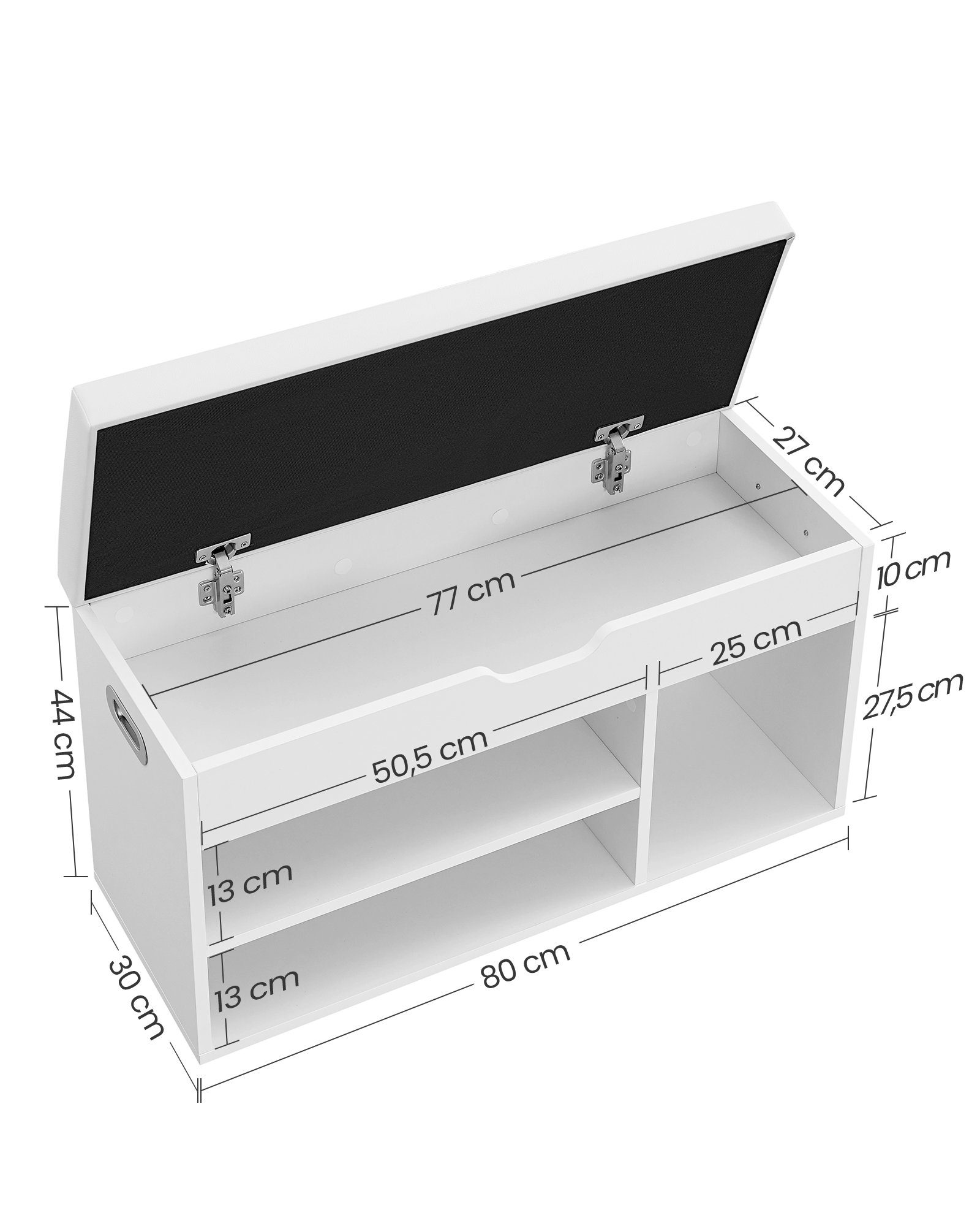 VASAGLE Schuhbank, mit Stauraum, 80 x 30 x 44 cm (L x B x H)