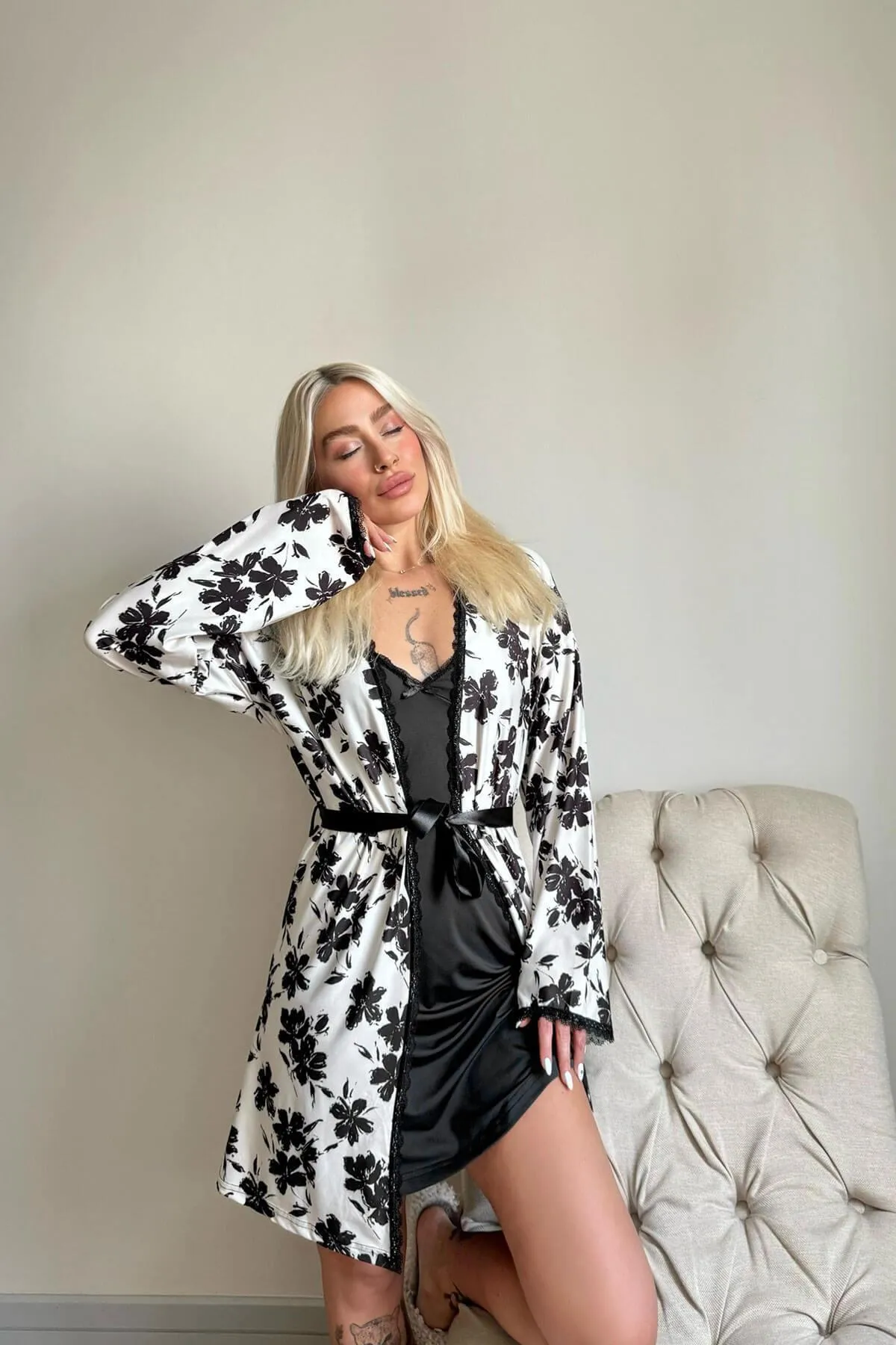 Pijamaevi  Pyjama set - Schwarz - Unifarben