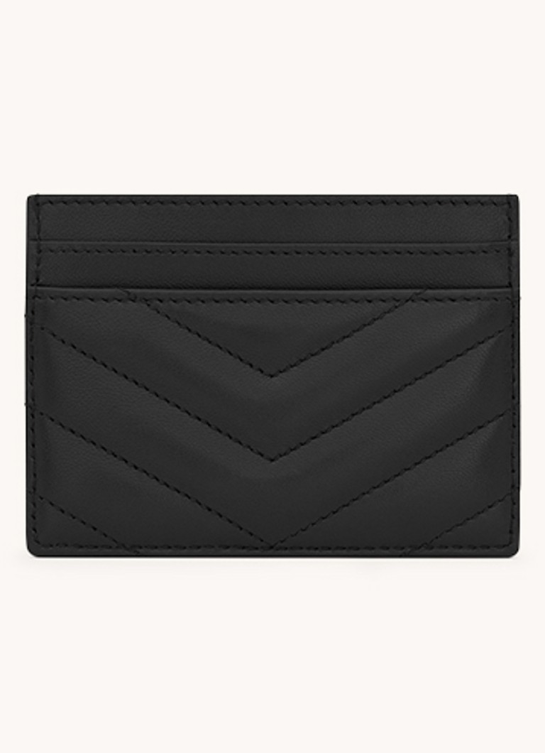 Suport pentru carduri din piele de miel matlasată Saint Laurent Cassandre