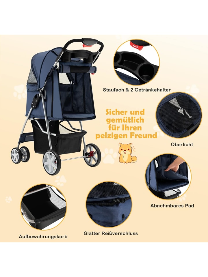 COSTWAY Hundewagen in Blau günstig kaufen 81 cm