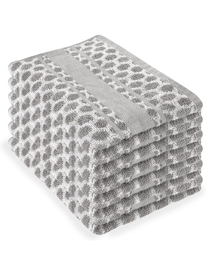 Aspero 6 Frottee Baumwoll Geschirrtücher in Hellgrau günstig kaufen 50 x 70 cm