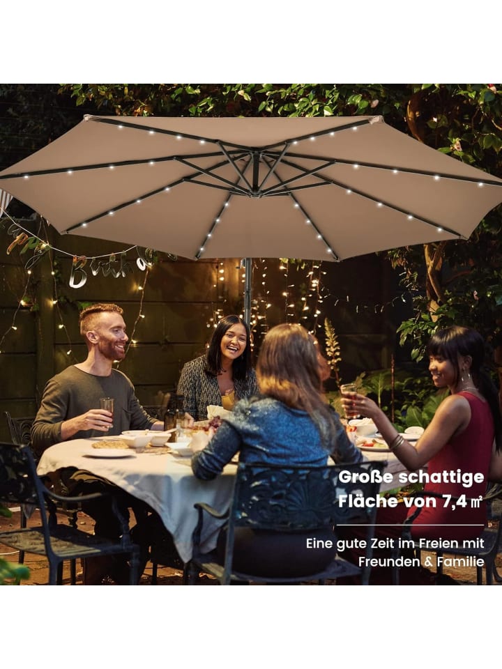 COSTWAY 300cm Ampelschirm mit LED & Sandsäcke in Beige günstig kaufen onesize