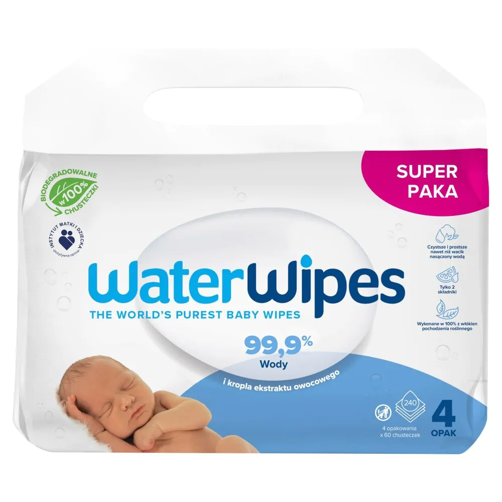 WaterWipes BIO Влажне марамице на бази воде, 4 x 60 ком.