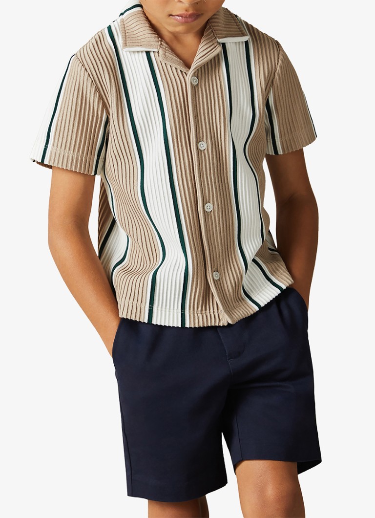 Blusa Reiss Alton com estampa listrada e estrutura canelada.