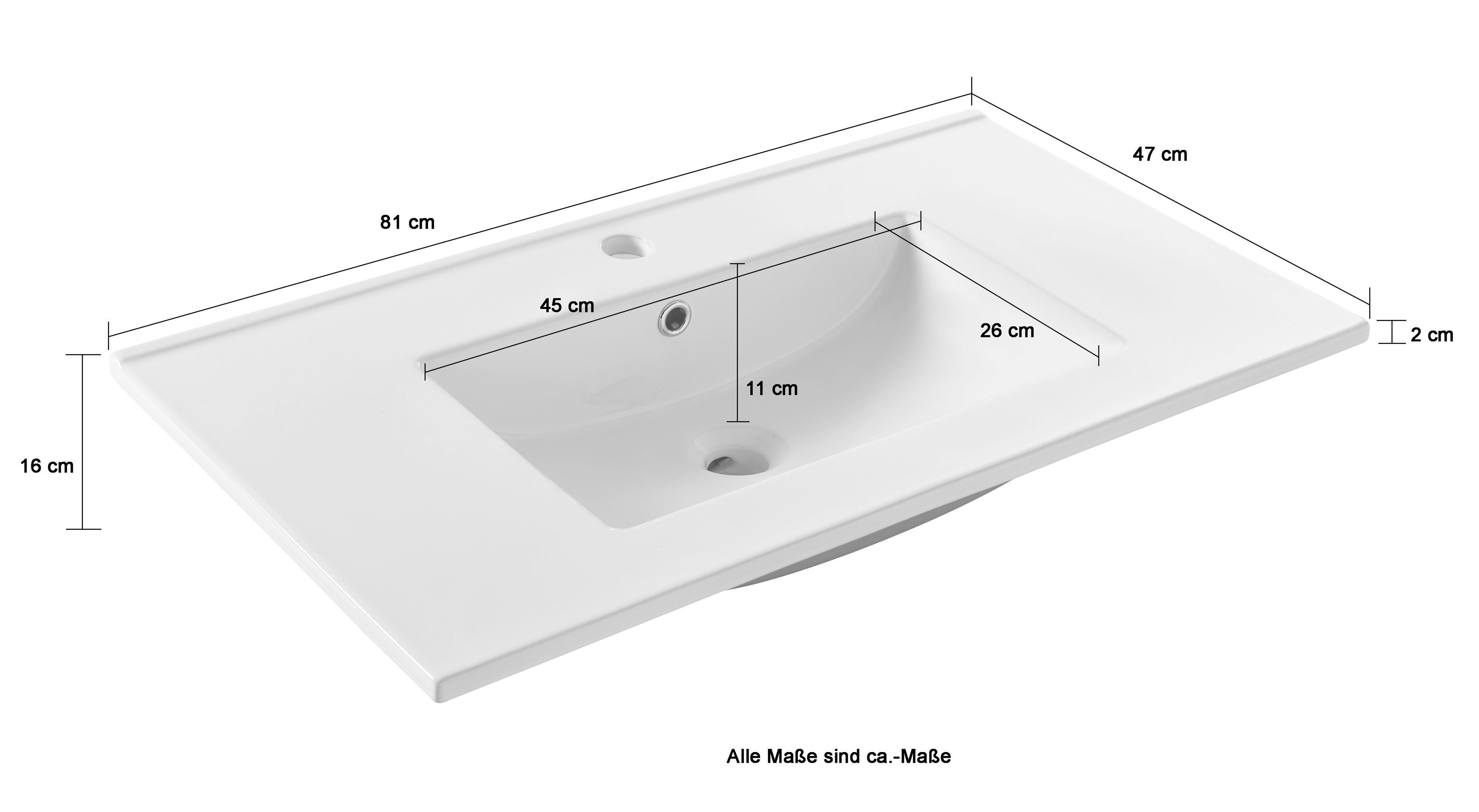 welltime Einbauwaschbecken Trento, Breite 81 cm