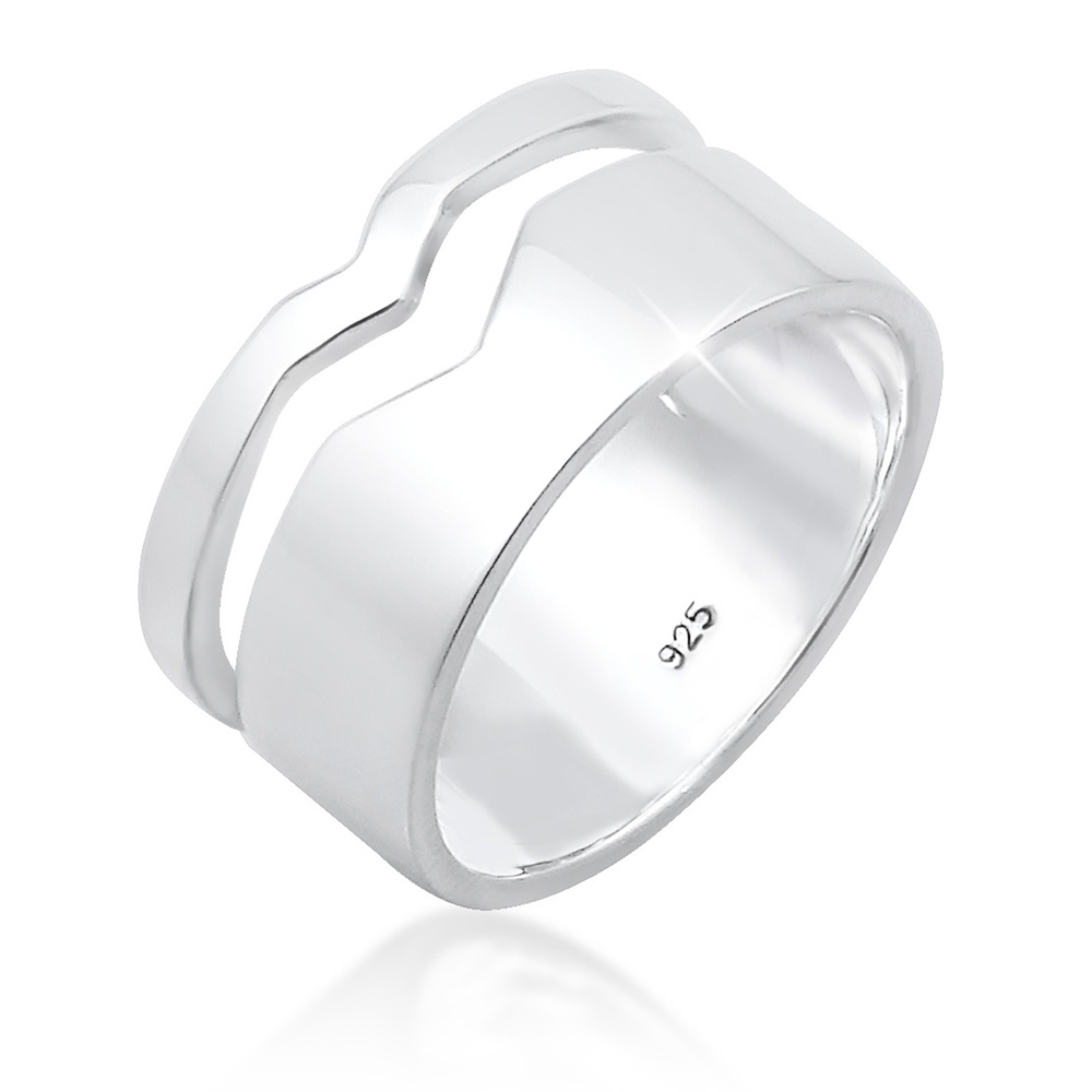 Elli Elli Bague Femme Découpée Tendance de Base en Argent Sterling 925 Bague