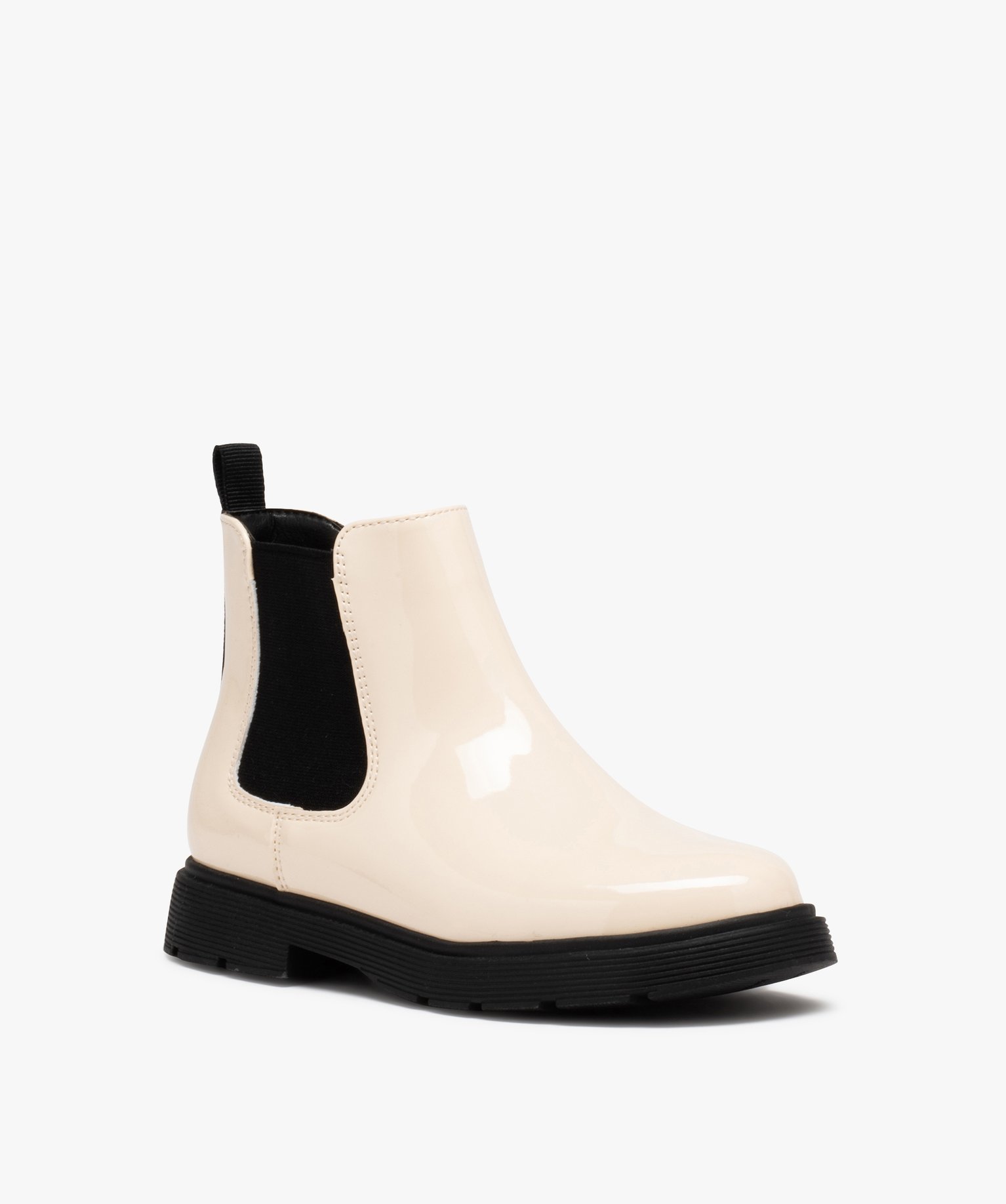 Boots fille unies dessus vernis à semelle crantée beige | GEMO