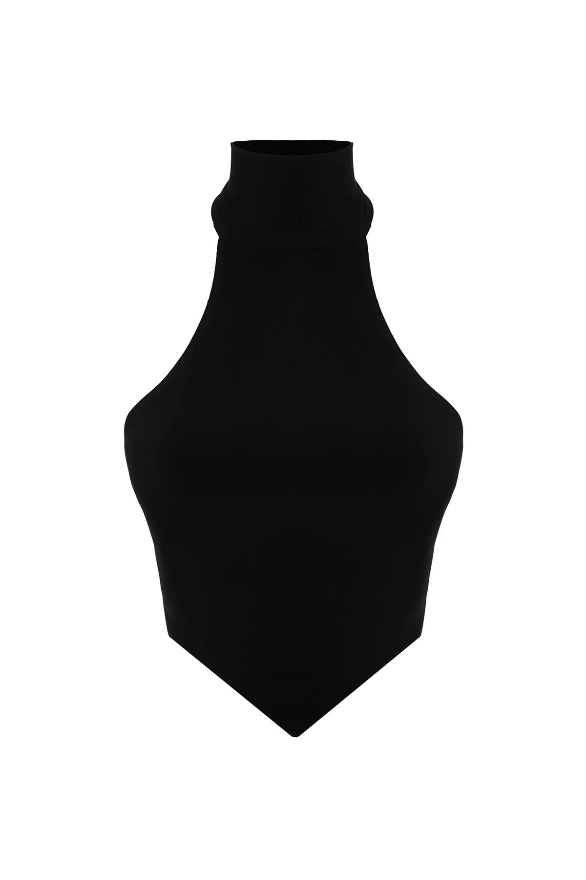 Trendyol Collection  Schwarze schulterfreie Strickbluse mit hohem Kragen und kurzem Schnitt TWOSS24BZ00203