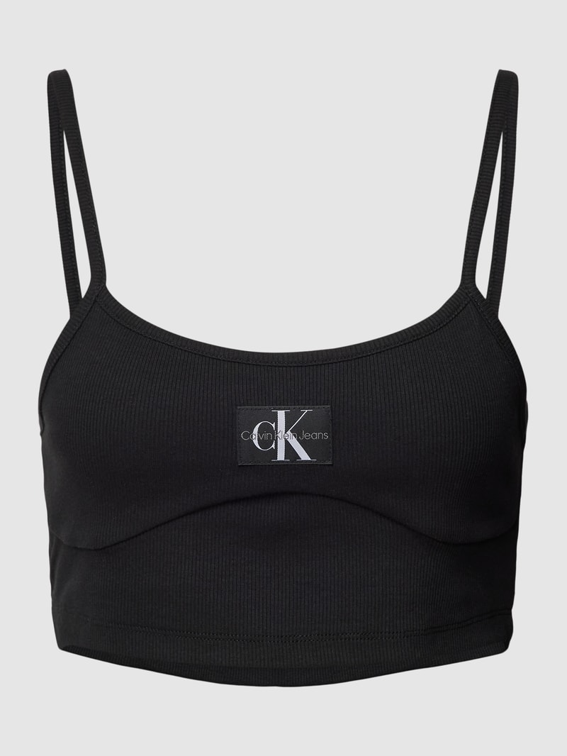 Bralette-Top mit Label-Patch in black