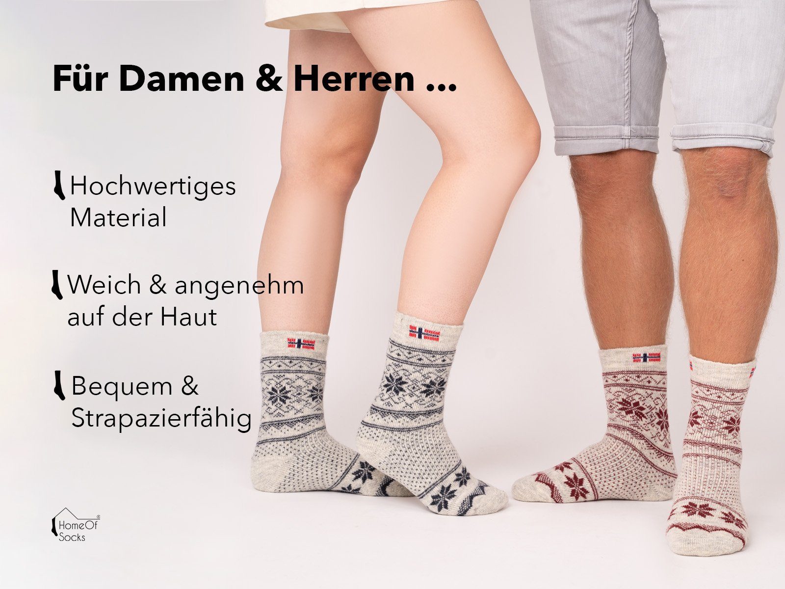 HomeOfSocks Norwegersocken Skandinavische Wollsocke 
