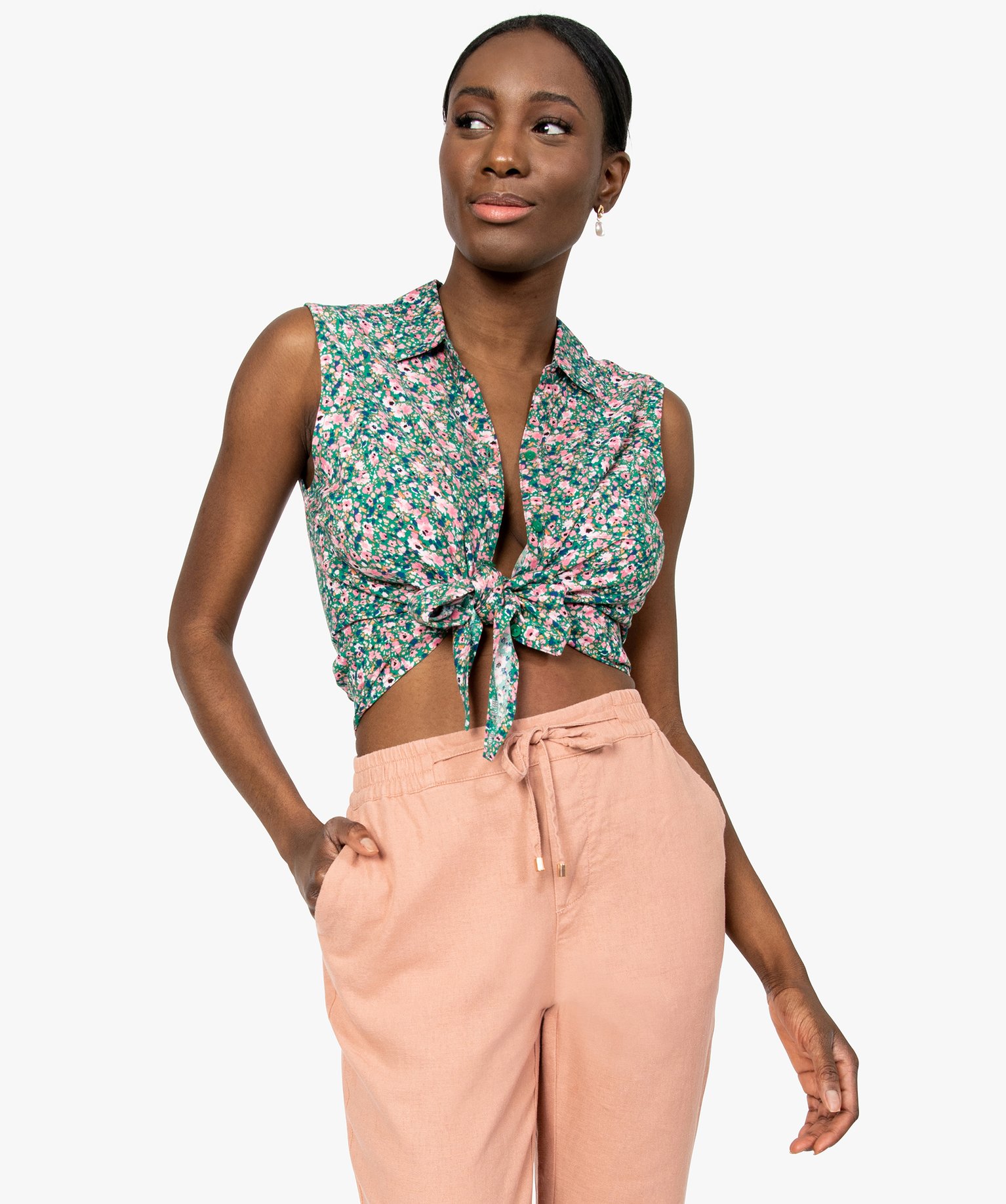Chemise femme imprimée sans manches imprime | GEMO