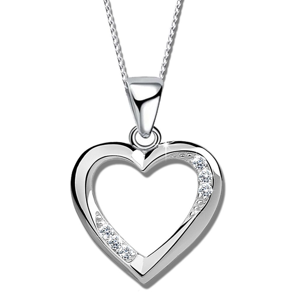 Limana Herzkette echt 925 Sterling Silber Kette mit Herz Anhänger, Damenkette ich liebe Dich Geschenk Idee Freundin