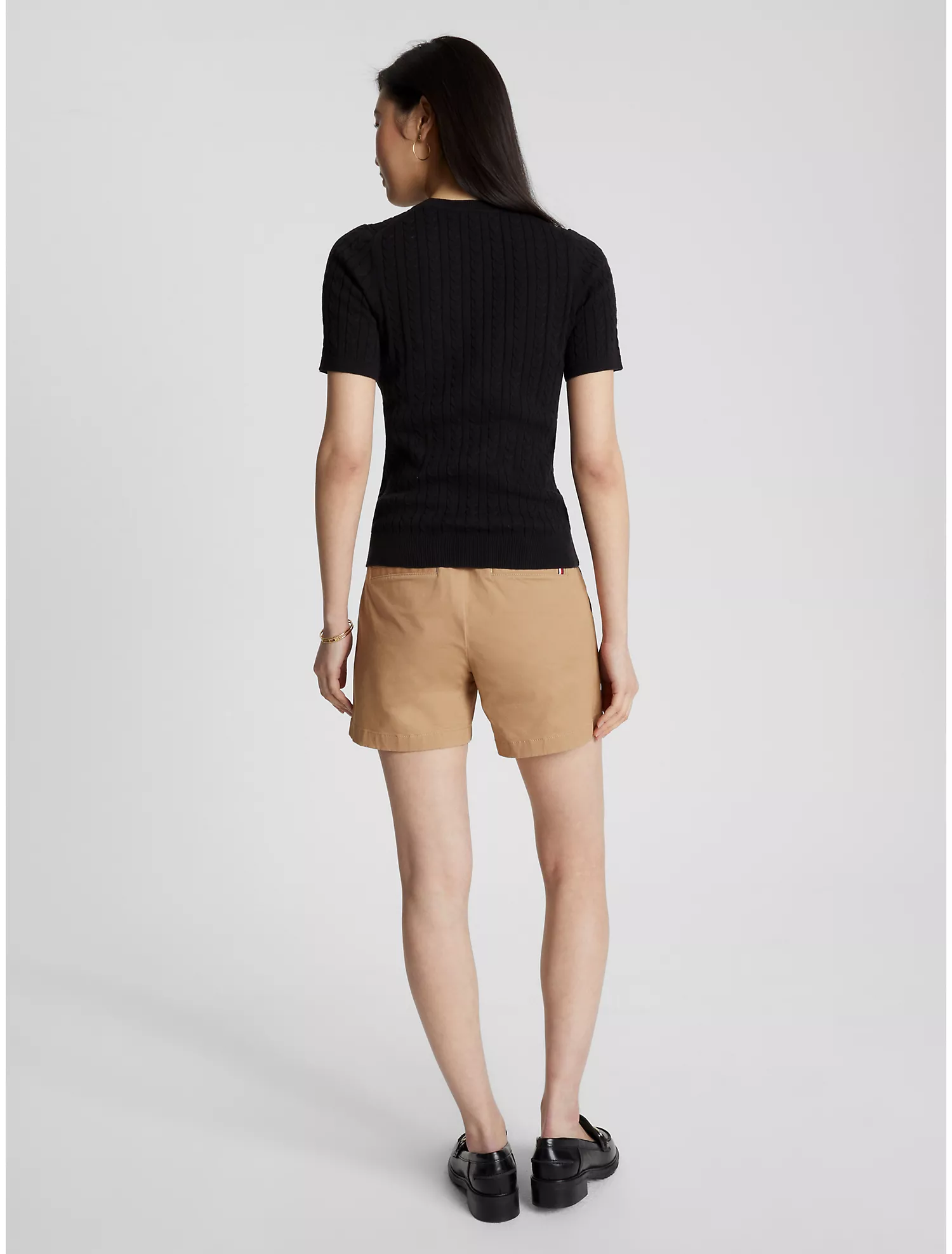 Cable Knit Short-Sleeve Sweater