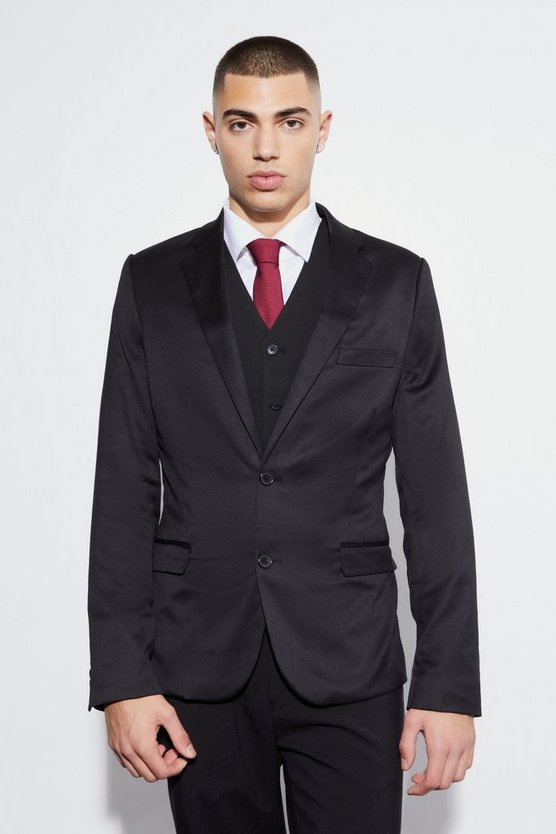 Super Skinny Satin-Anzugjacke
