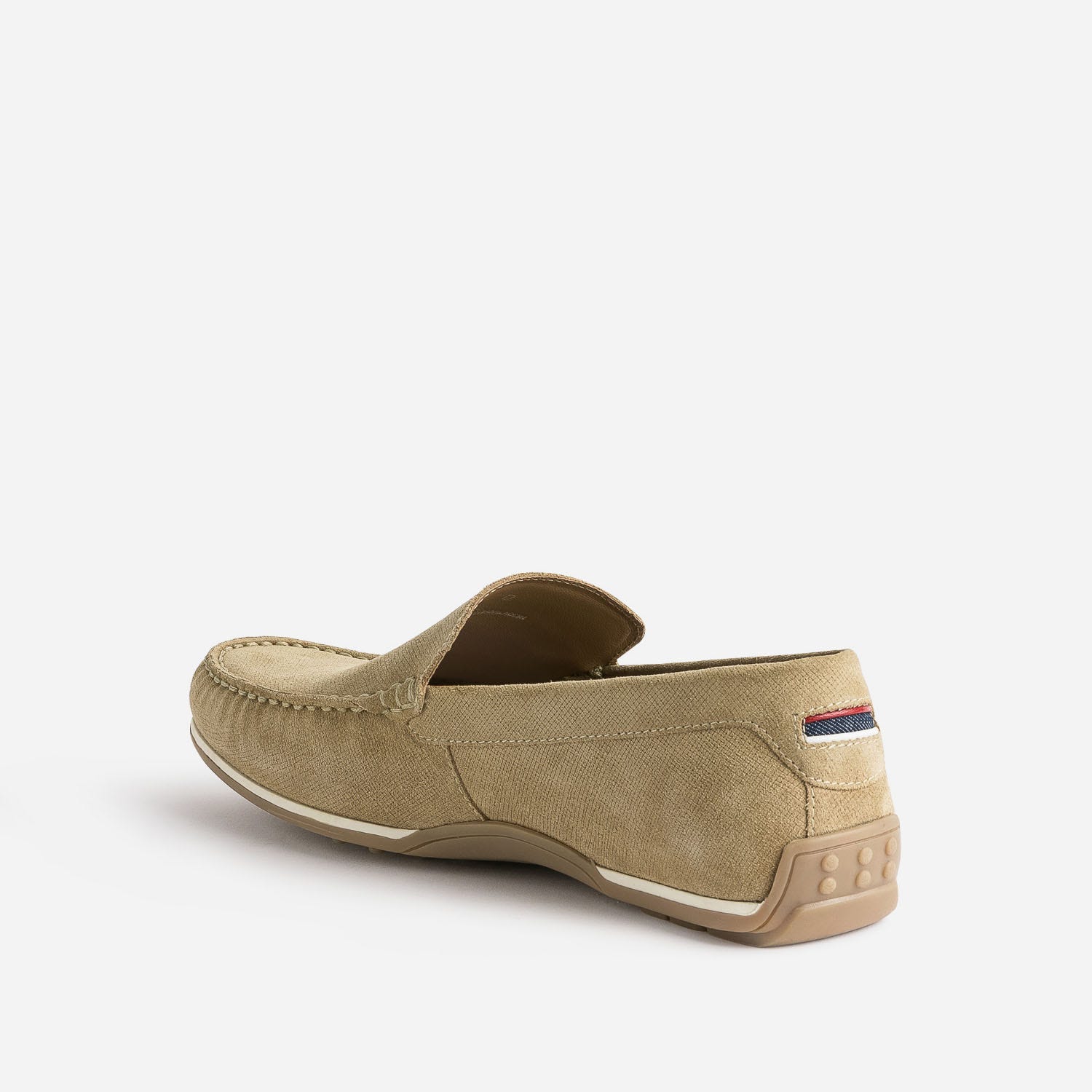 Mocassin beige en cuir velours