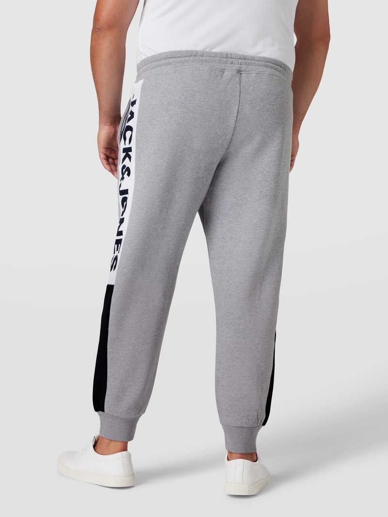 PLUS SIZE Sweatpants mit Label-Details Modell 'Will' in hellgrau meliert