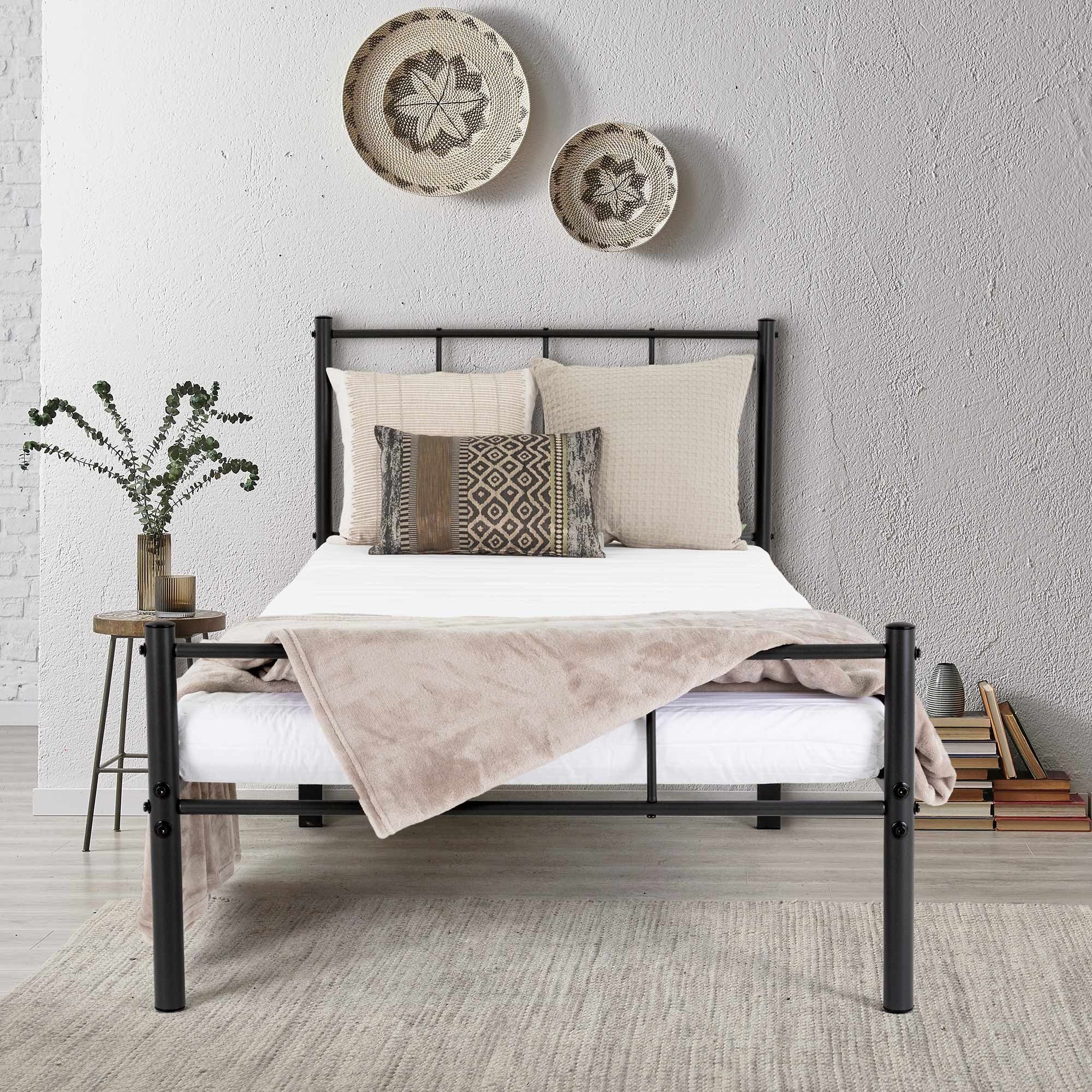 ML-DESIGN Metallbett Bettgestel Schlafzimmerbet Kinder Jugendliche Erwachsene, Gästebett, Schwarz 90x200cm Stahlrahmen robust leichte Montage