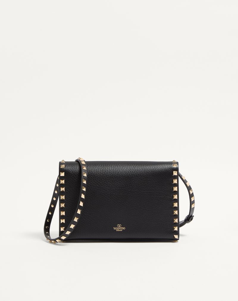 Rockstud lille skuldertaske i kornet kalveskind