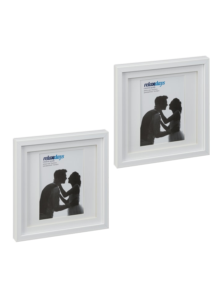 relaxdays 2 x Bilderrahmen in Weiß - 25 x 25 cm günstig kaufen onesize