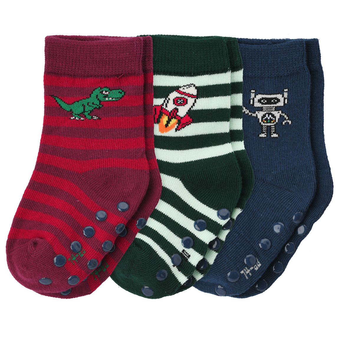 3 Paar Baby Stoppersocken mit Bio-Baumwolle