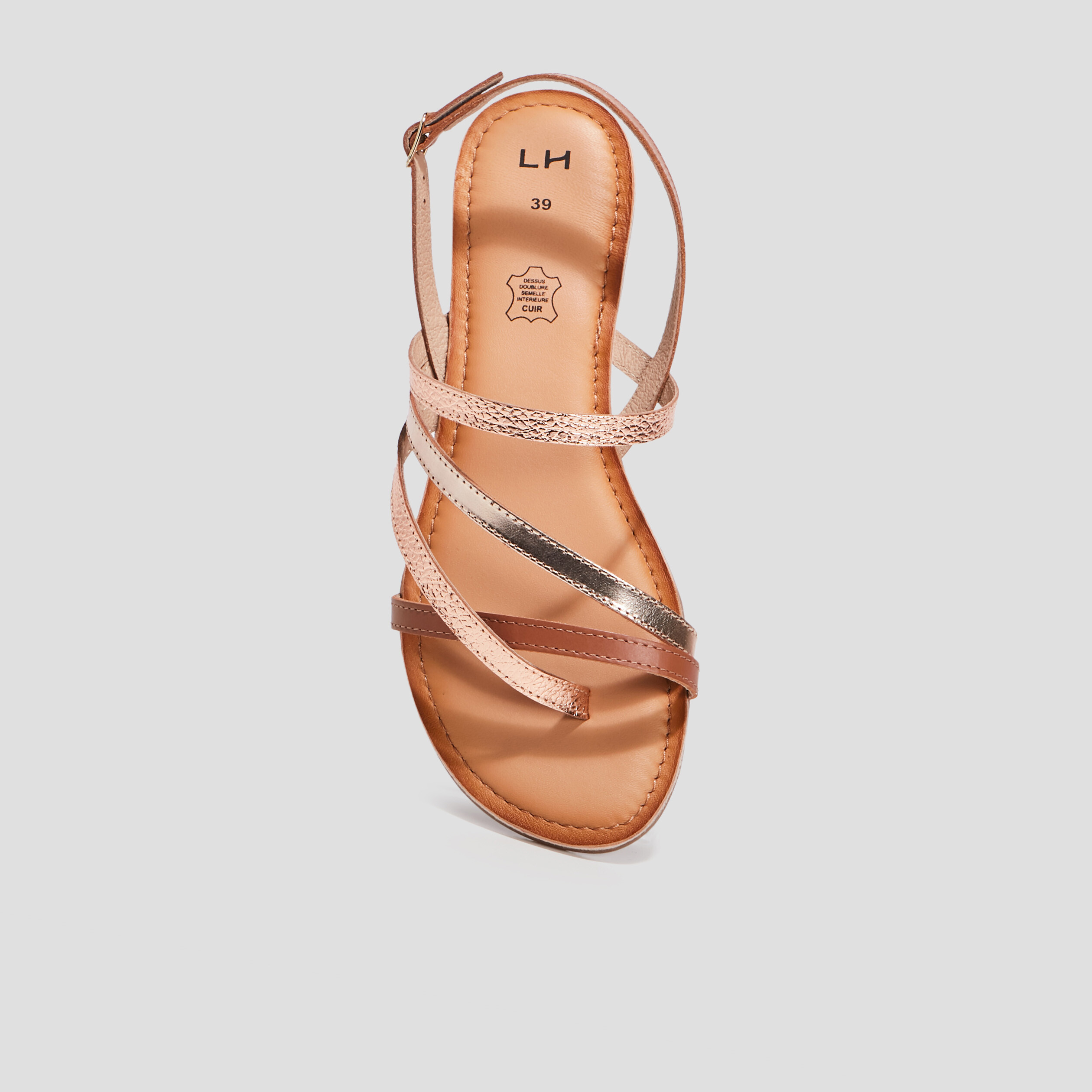 Sandales en cuir marron femme | La Halle