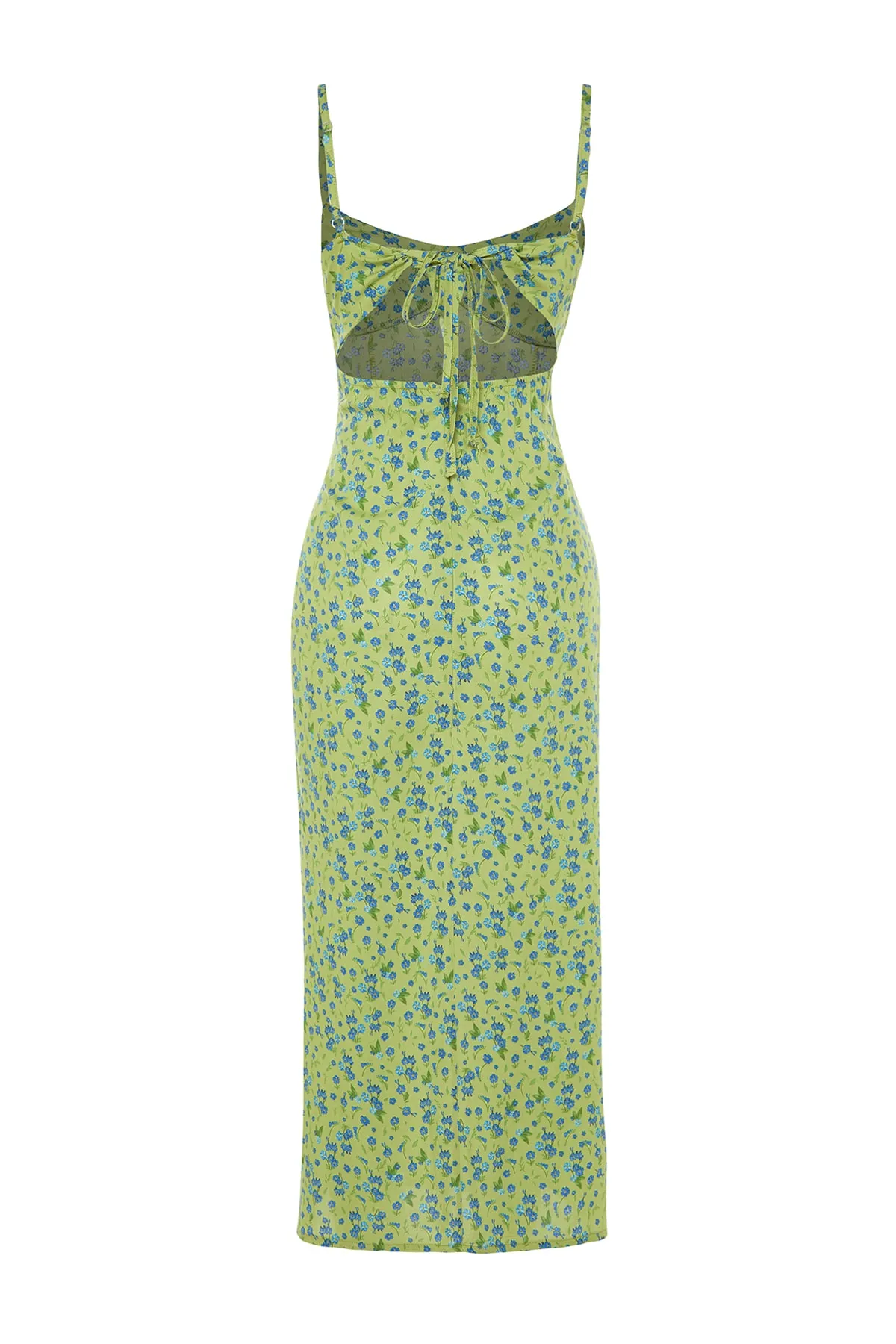 Trendyol Collection  Grün gemustertes Maxi-Webkleid mit Schlitzdetail und geradem Schnitt TWOSS23EL02085